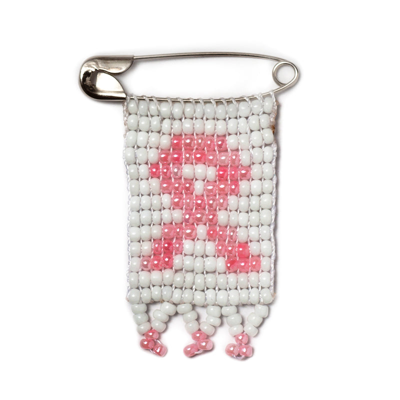 Beaded Breast Cancer Pin with Fringe