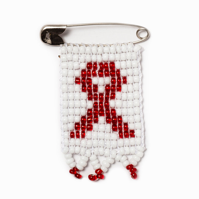 Beaded Aids Pin with Fringe