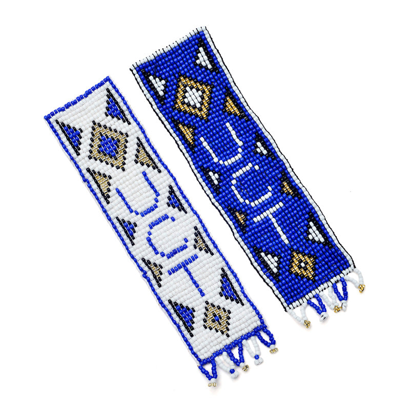 Kidz Positive Beading Project Beaded Bookmarks for the University of Cape Town Blue White Gold Black