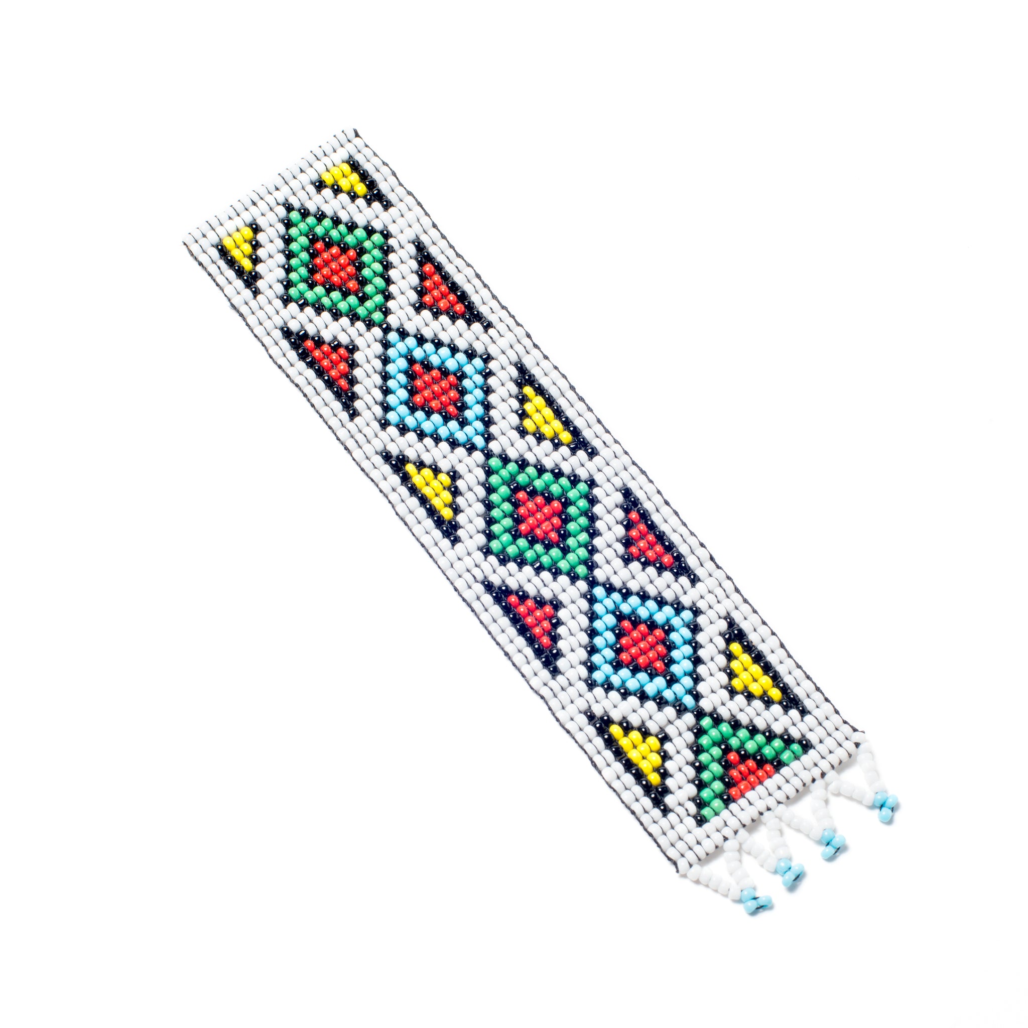 Kidz Positive Beading Project Beaded Bookmark with Ethnic Design Broad White Red Green Blue Yellow