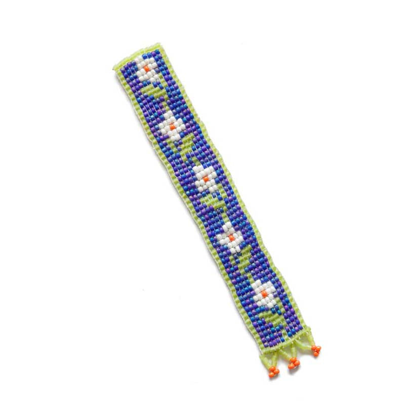 Kidz Positive Beading Project Beaded Bookmark with Floral Design Green Blue White Orange