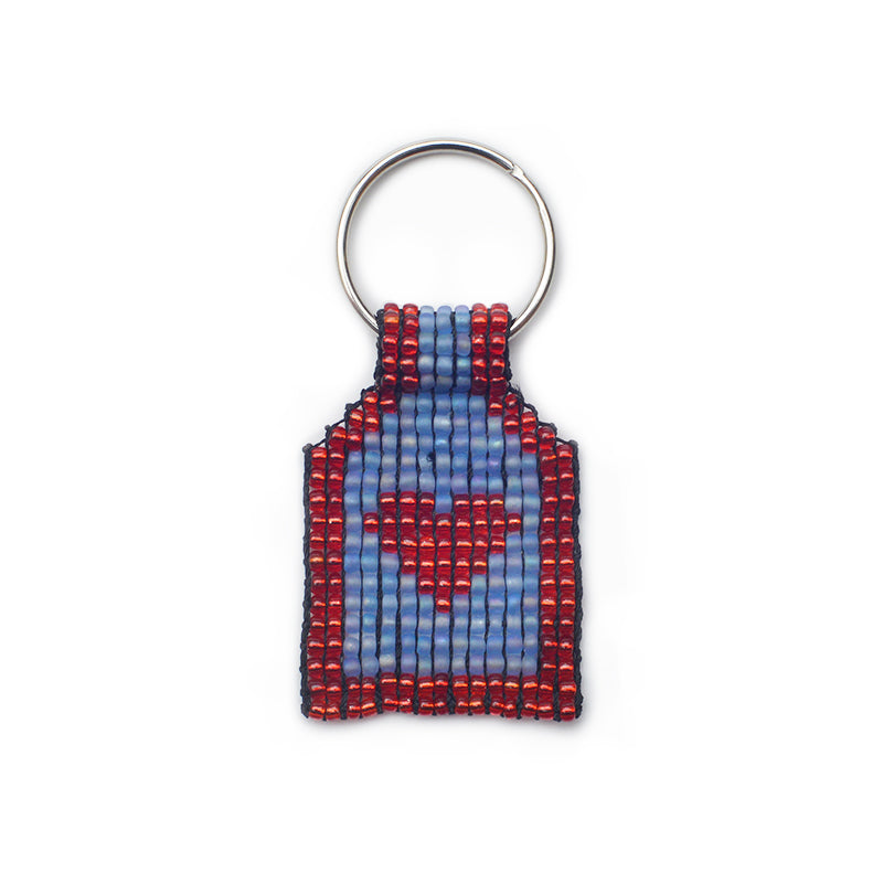 Kidz Positive Beading Project Beaded Heart Keyring Red Blue
