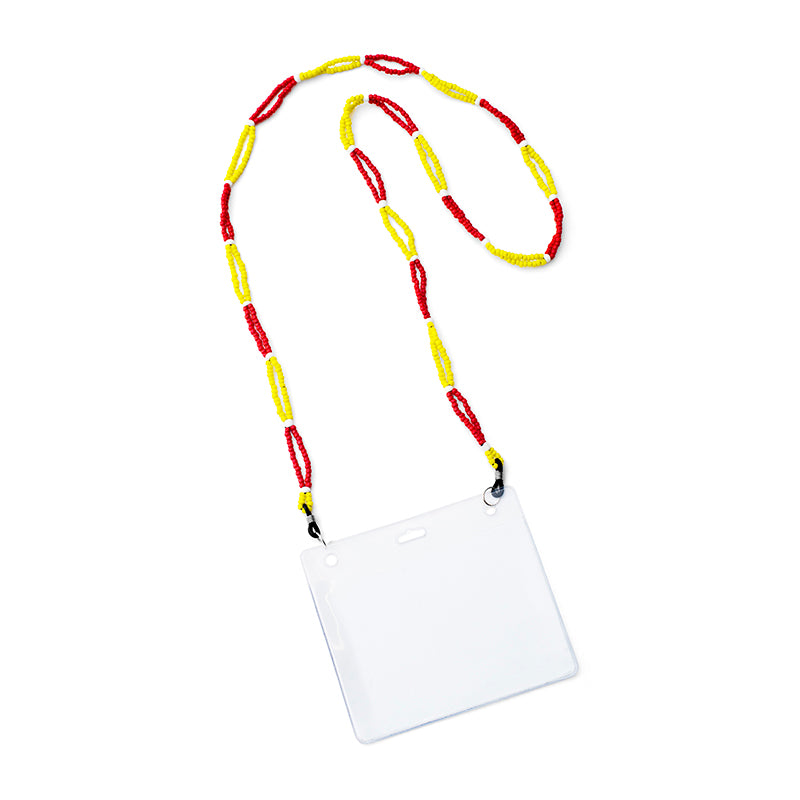 Kidz Positive Beading Project Beaded Lanyard Double String Lanyard with Pouch Red Yellow White