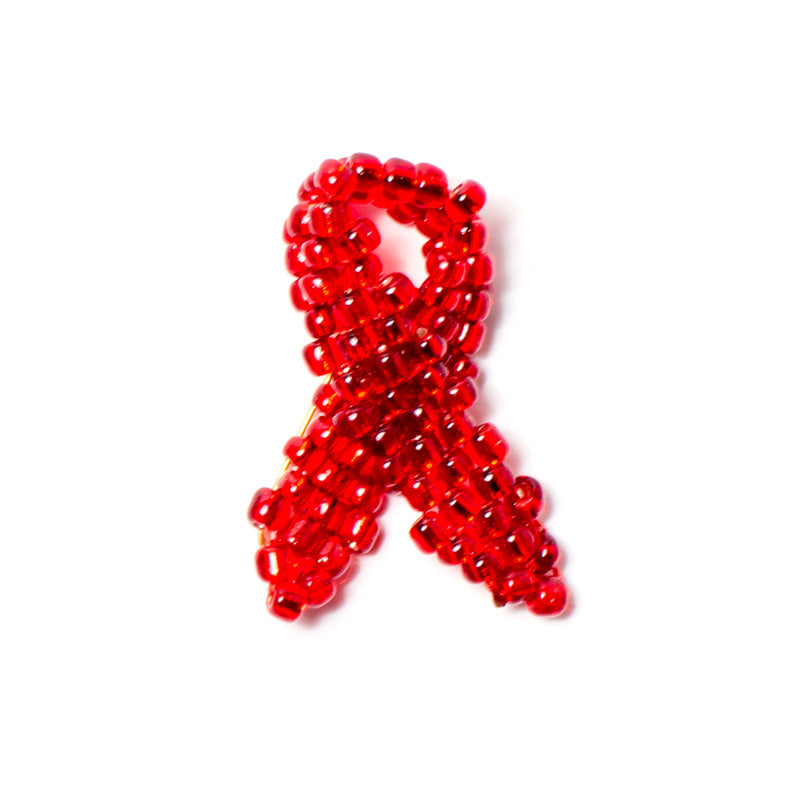 Kidz Positive Beading Project Beaded Twisted Aids Pin Red