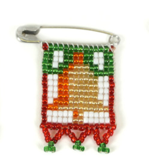 Beaded Christmas Bell Pin