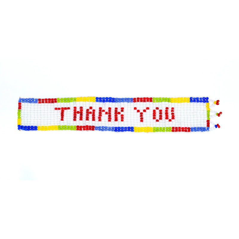 Kidz Positive Beading Project Beaded Bookmark with Thank You Note Blue Yellow Green Red White