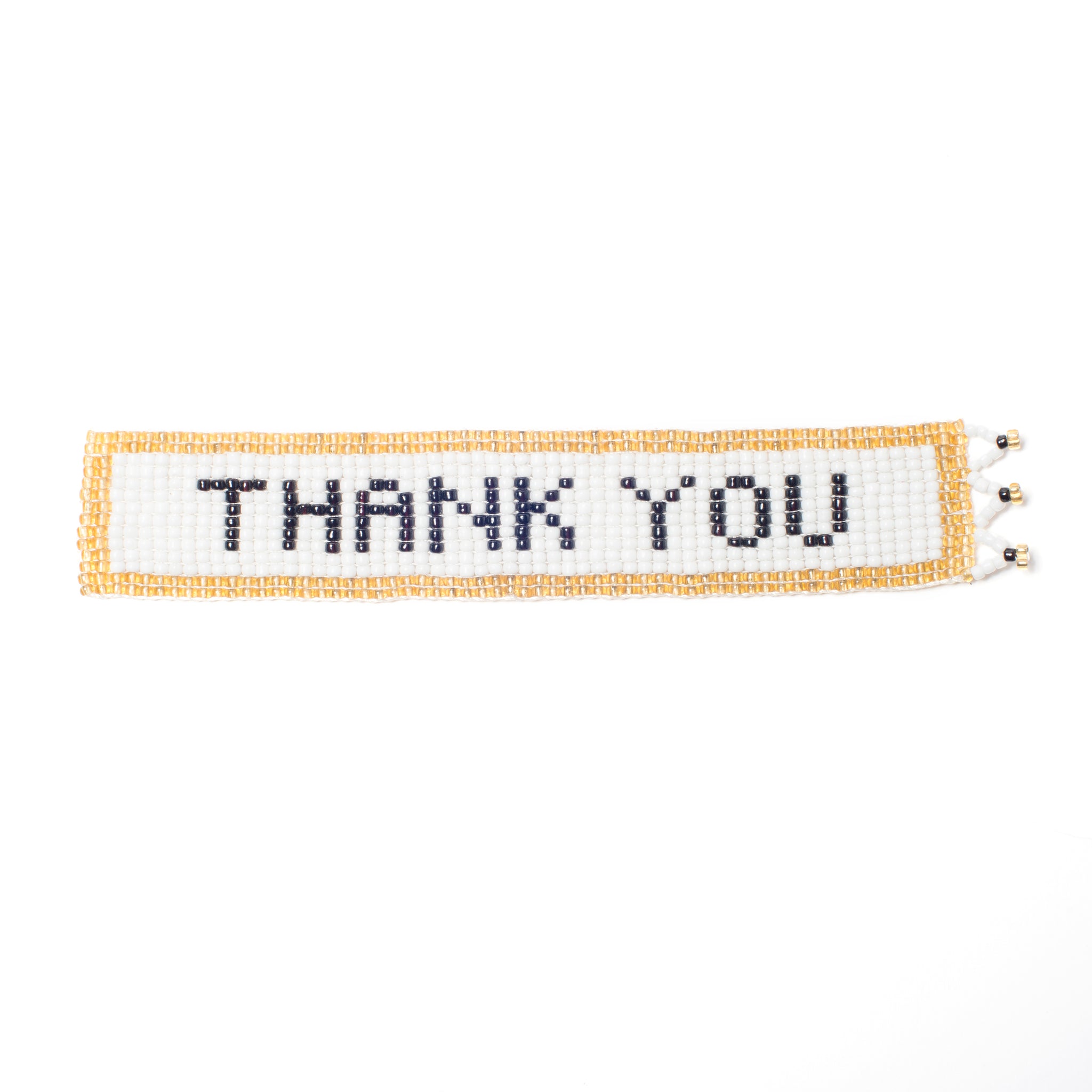 Kidz Positive Beading Project Beaded Bookmark with Thank You Note Gold White Black