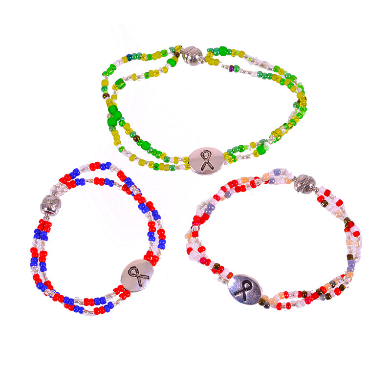 Kidz Positive Beading Project Beaded Bracelet: Double String with Charm and Magnetic Clasp