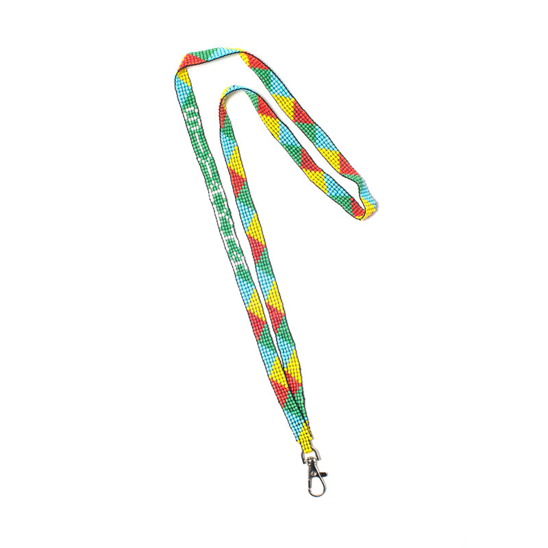 Kidz Positive Beading Project Beaded Lanyard Loomed Five Bead Wide Yellow Powder Blue Green Red White