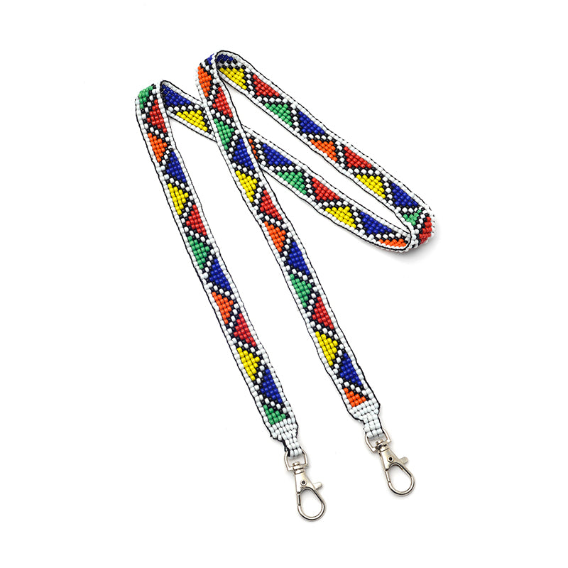 Kidz Positive Beading Project Beaded Lanyard Loomed Seven Bead Wide White Orange Black Blue Yellow Red Green