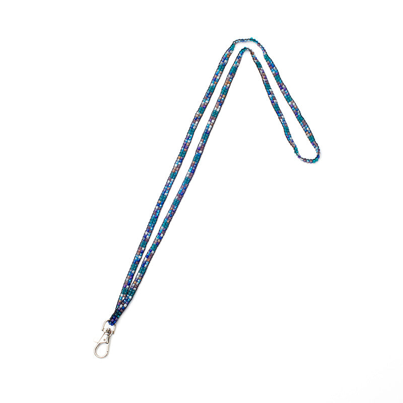 Kidz Positive Beading Project Beaded Lanyard Loomed Two Bead Wide Mixed Blues