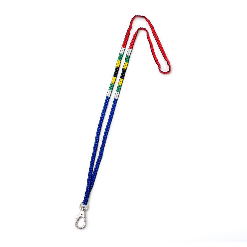 Kidz Positive Beading Project Beaded Lanyard Loomed Two Bead Wide SA Flag Colours
