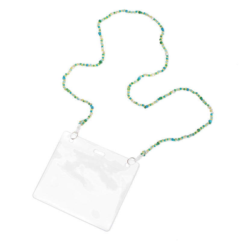 Kidz Positive Beading Project Beaded Lanyard Single String with pouch Green Mixture