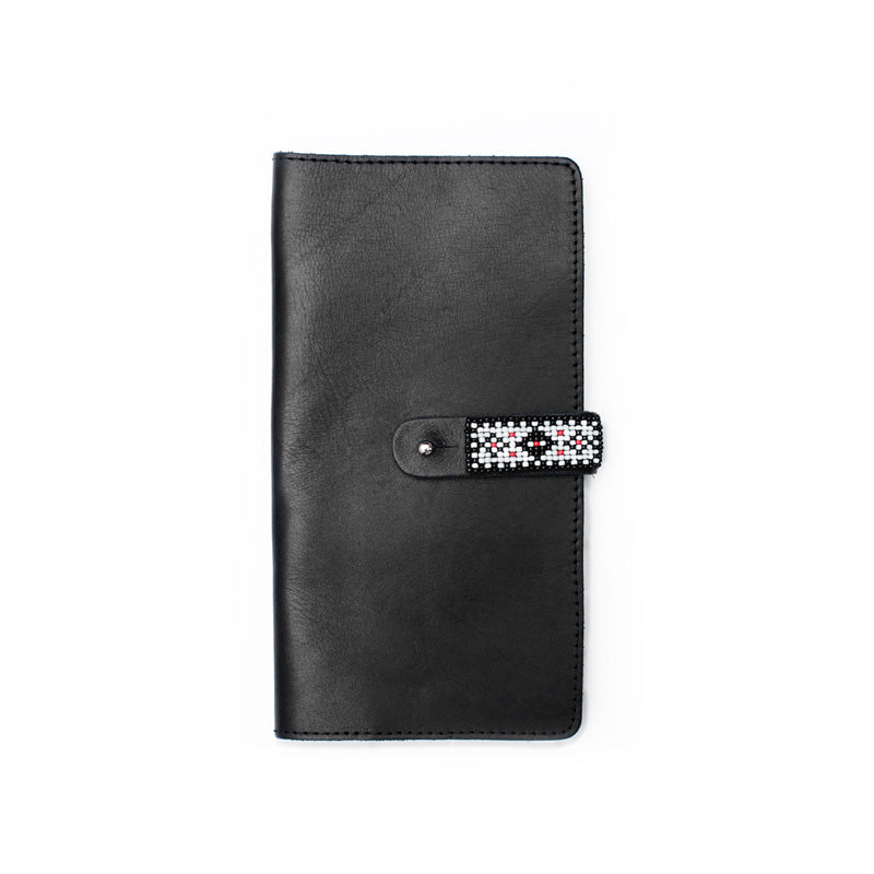 Kidz Positive Beading Project Black Leather Travel Wallet with Beaded Detail Black Moondust