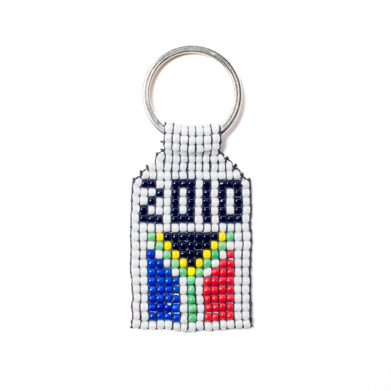 Kidz Positive Beading Project Beaded south Africa Flag Keyrings with Commemorative Year White Background with SA Flag Colours